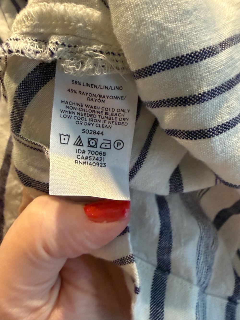 LOFT Blue & White Linen blend Button-Front Women’s Top - Picture 3 of 4